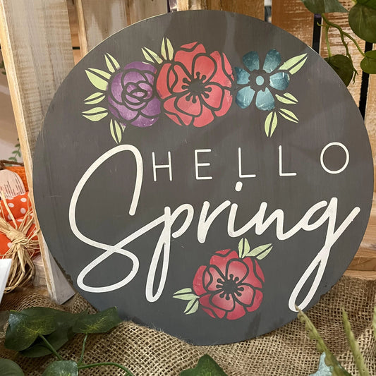 Hello Spring: Door Hanger or Mini Round