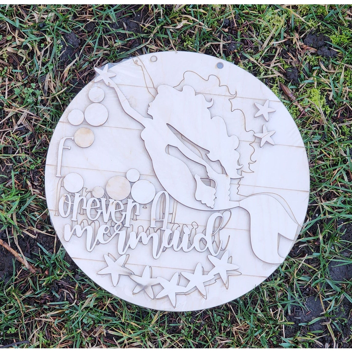 Forever a Mermaid - 3D Sign! - Youth Round Door Hanger