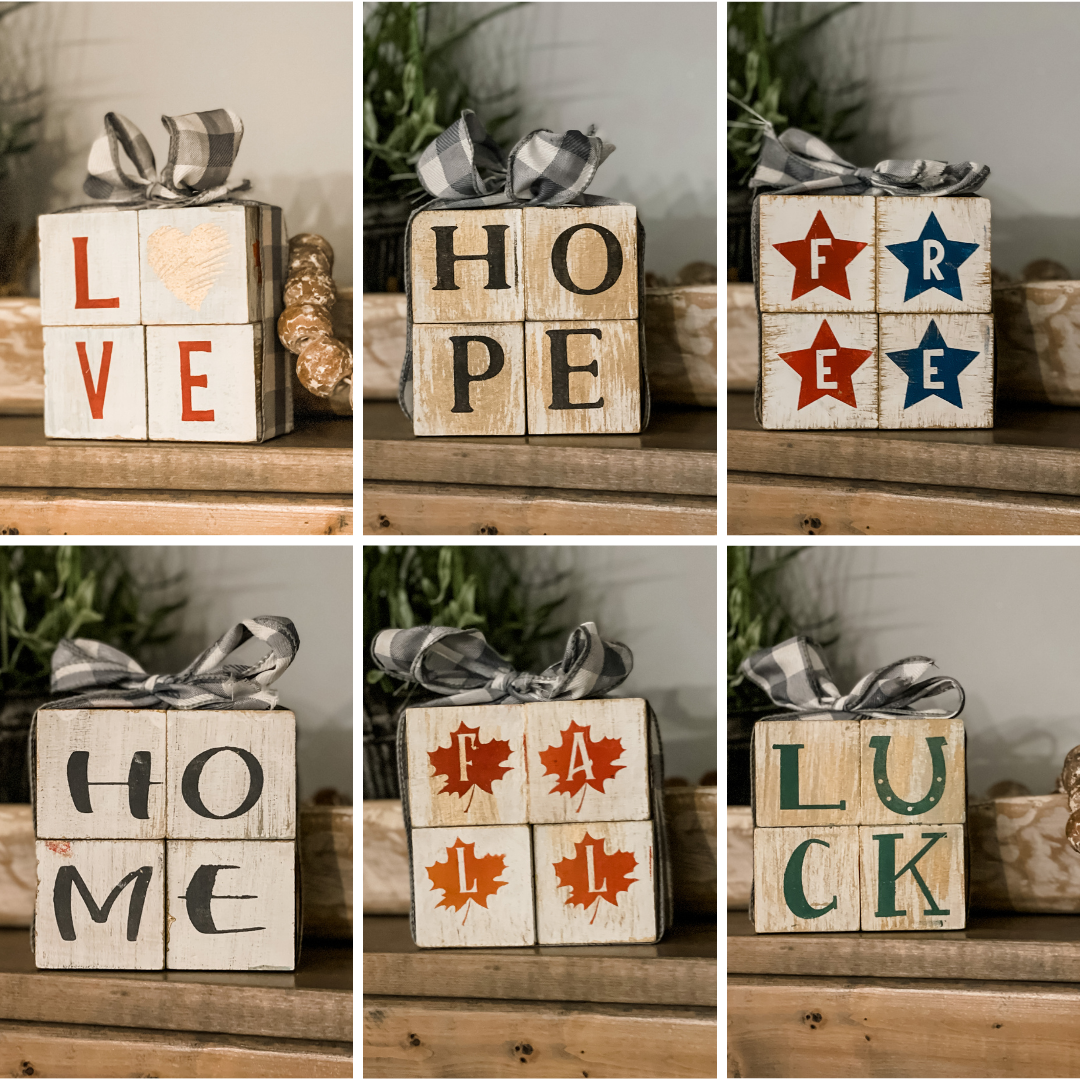 Interchangeable Blocks - LOVE - HOPE - FREE - HOME - FALL - LUCK