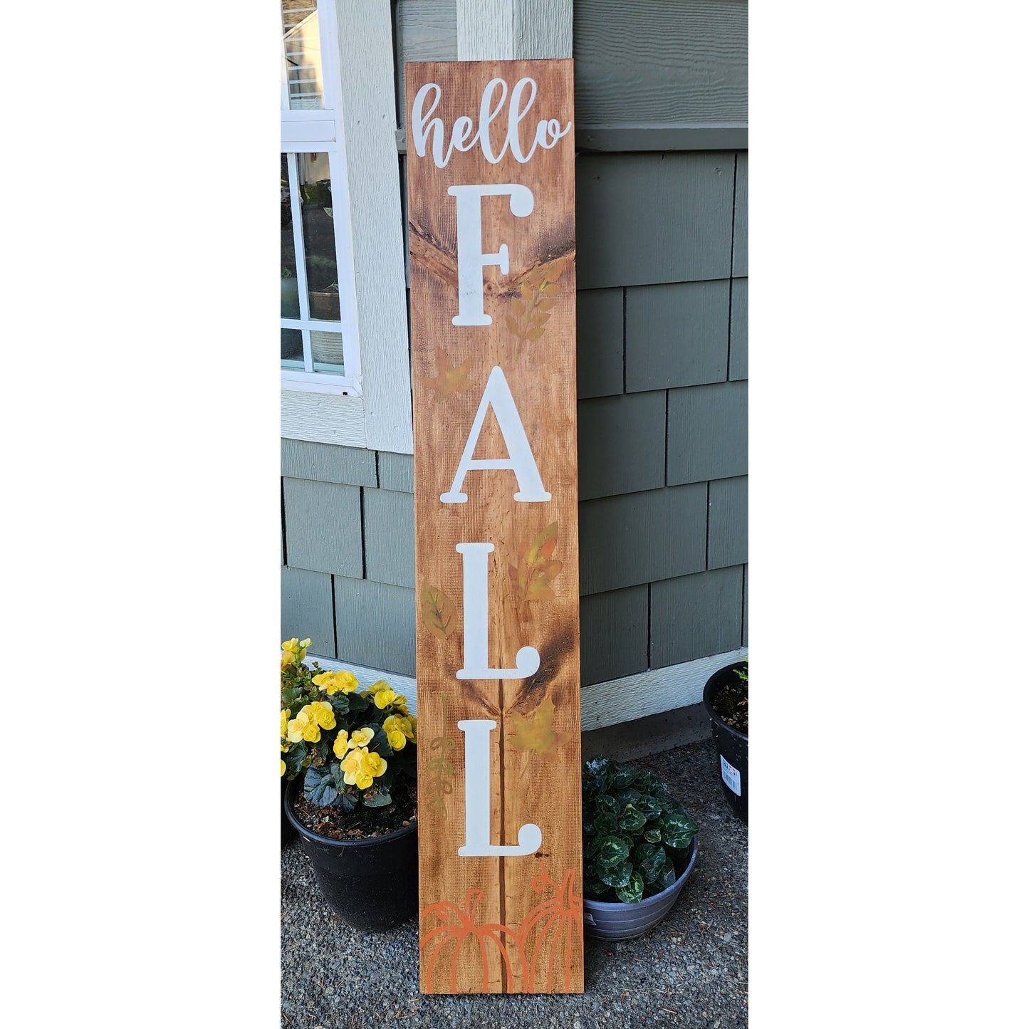 Hello Fall/Skeleton Welcome REVERSIBLE Porch Sign