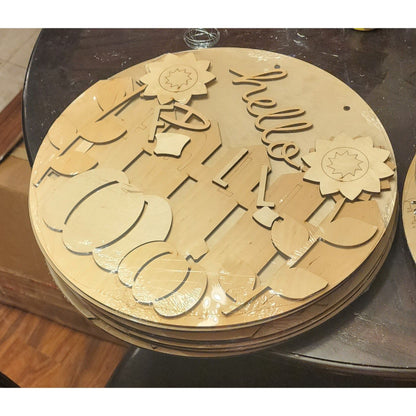 Hello Fall 3D Door Sign