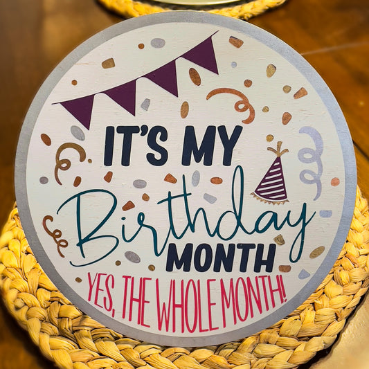 Its my Birthday Month!  Yes, the whole month! Door Hanger or Mini Round